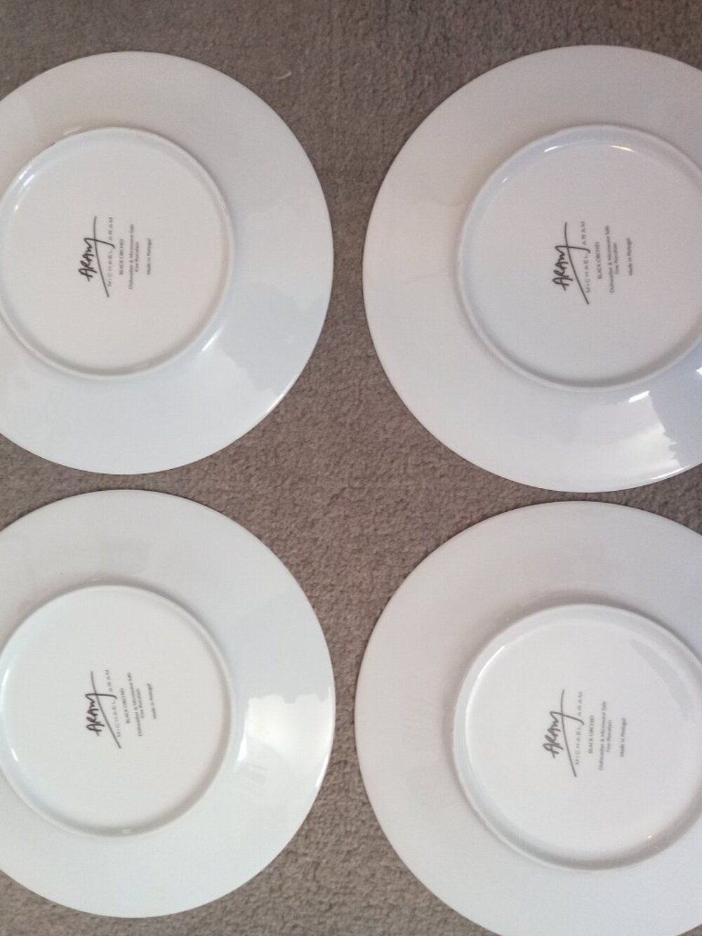 Michael Aram Black Orchid porcelain salad plates set of 4 made in Portugal - Picture 3 of 6